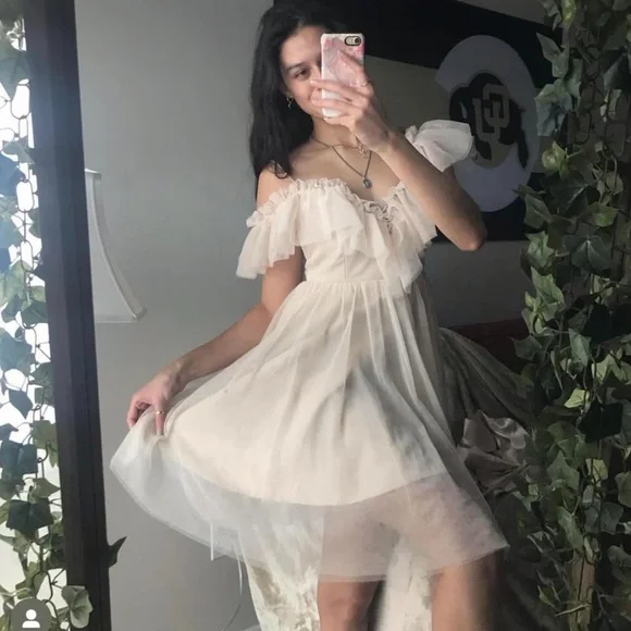 slim fit dress slacks Fairy Dress with Pearls V-neck Tulle Homecoming Dress main image 1